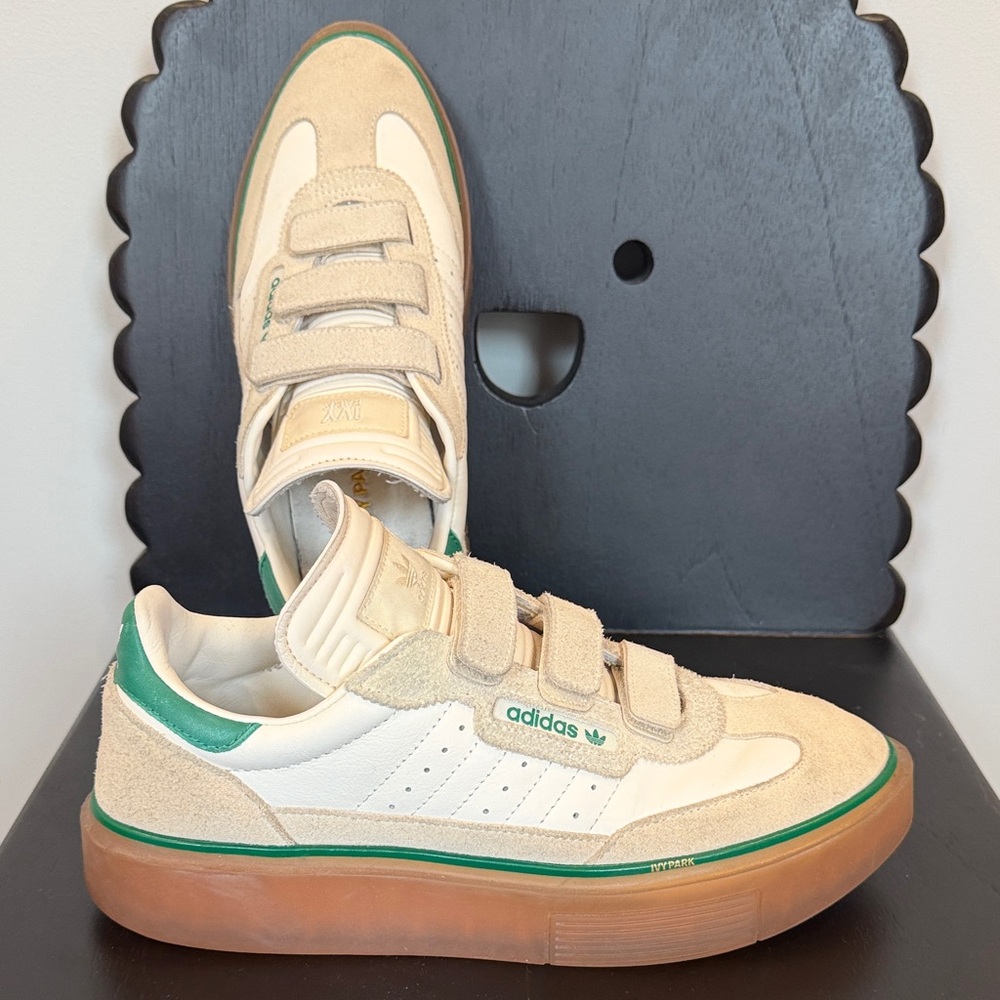 Ivy Park beige/green Velcro strap sneakers (Unisex) Women size 10.5 Men 9.5